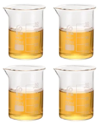 4er-Set 50 ml Messbecher aus Borosilikatglas, klar