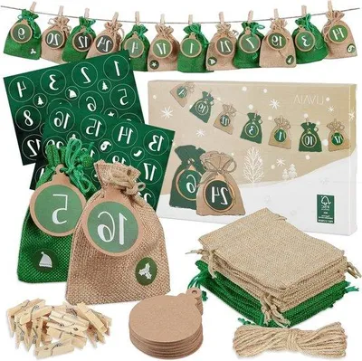 Produktbild von Famanu Adventskalender zum Befüllen - 24 Stoffbeutel mit Zahlenaufklebern - 2023