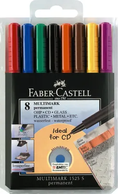 Zdjęcie produktu dla Marker permanentny FABER-CASTELL MULTIMARK S, opakowanie 8 szt