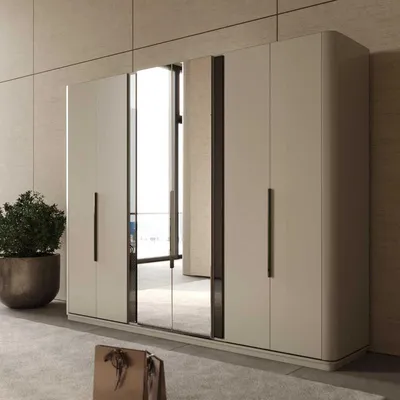 Produktbild von Eleganter 6-türiger Kleiderschrank Stauraumschrank Holz Glasschrank