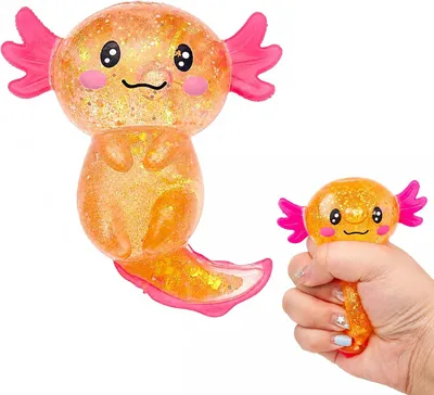 Obrázek produktu pro Axolotl, hračka – 1 kus – Stresovací hračka ve tvaru axolotla – Antistresový míček