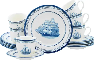Obrázok produktu pre CreaTable, 24484, Plachetnica modrá, Kávový servis 18-dielny, kamenina