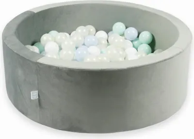 Produktbild von Bällebad 200 Stück 90x30 Samtgrau: Hellblau Perle, Hellmint, Opaleszenz, Weiß