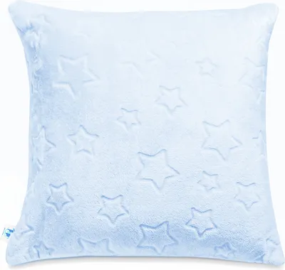 Produktbild von Pepi Fleece-Kissenbezug mit Sternen - 50x50 - Baby Kissen Dekokissen Kissenhülle Kopfkissenbezug für Kinderzimmer Kuschelkissen Stickerei- Blue Baby