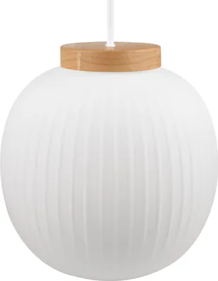 Zdjęcie produktu dla Lampa wisząca OSRAM Decor Glass Lantern E27, 310 mm, biała/drewniana, stal/drewno kauczukowe/szkło, przewód tekstylny