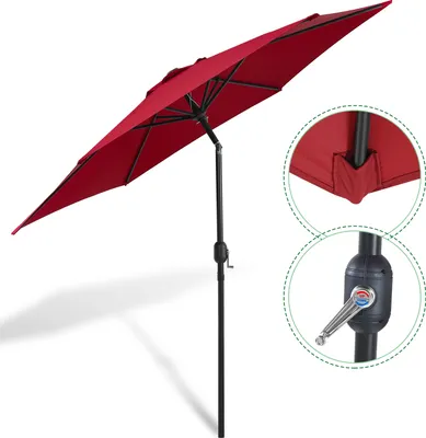Image de Parasol Clanmacy Ø270 cm Rouge Inclinable de 30° des deux côtés Résistant aux UV Parasol de terrasse Parasol suspendu Parasol de marché Parasol de plage