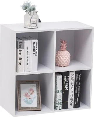 Produktbild von Bolt Edge Bücherregal – 4 Fächer – Weiß – MDF Holz – Moderne Standards – 60x23x60cm