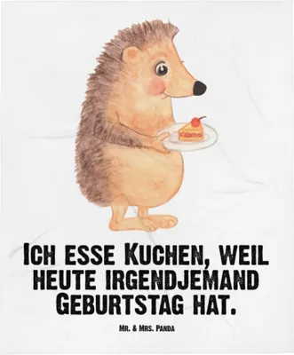 Produktbild von Mr. & Mrs. Panda Schlummerdecke Igel Kuchenstück - Weiß - Geschenk, Babydecke, Schmusedecke, Kuchen, Plaid, Erstlingsdecke, Lustige Sprüche, Backen, Geburtstagskuchen