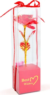 Produktbild von LED-beleuchtete künstliche Blumendekoration - Valentinstagsgeschenk - Rose - Rot 1 Stück [DA01198]