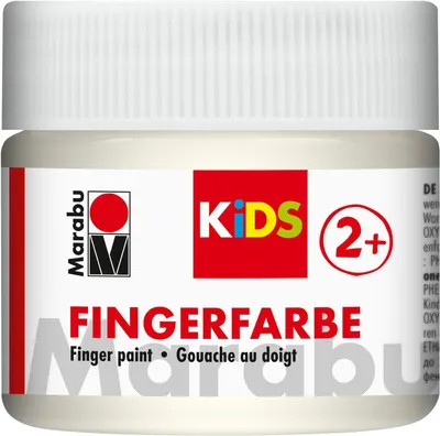 Produktbild von Fingerfarbe für Kinder, weiß, 100 ml. Wasserbasierte Fingerfarbe, frei von Parabenen, vegan, laktosefrei, glutenfrei