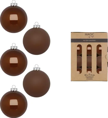 Weihnachtskugeln Glas 3cm 24 Stück - Creamy Hazelnut