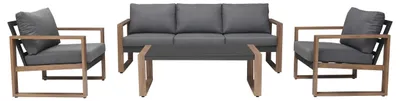 Zdjęcie produktu dla Zestaw Mebli Ogrodowych DUISBURG Sofa Fotel Stolik ANTRACYT / BRĄZOWY