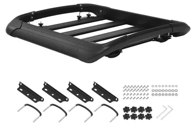Produktbild von SucceBuy Dachgepäckkorb 965 x 965 x 142 mm aus Aluminiumlegierung, Tragkraft von 68,04 kg, wetterfest und kompatibel mit Querträgern bis 90 x 50 mm – geeignet für SUVs und Pickups