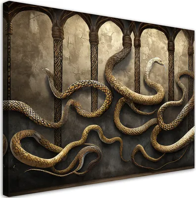 Produktbild von Leinwandbild Goldene Glamourschlange 60x40 Feeby Grau bild für die wand bereit zum aufhängen
