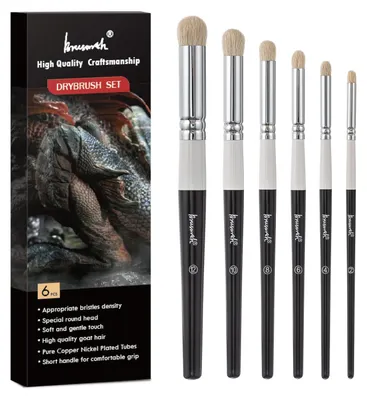 Productafbeelding van Brusarth droogverfset, hobby-detailpenselen, 6 verschillende maten, geitenhaar, acrylverfkwasten