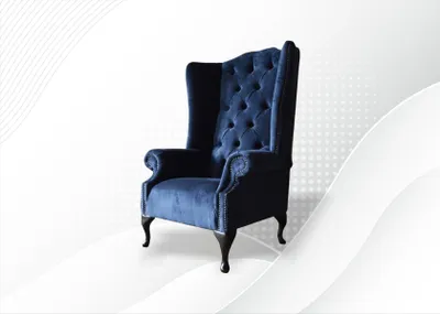 Produktbild von Chesterfield Sessel Blau Textil Stoff Luxus Kreative Möbel Ohrensessel xxl