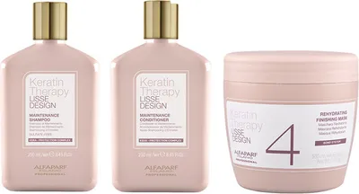 Obrázek produktu pro Alfaparf Keratin Therapy Lisse Design udržovací šampon 250ml + kondicionér 250ml + maska 500ml