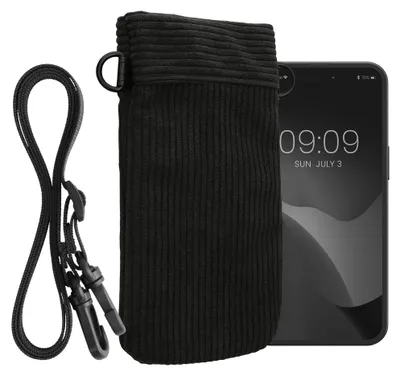 Produktbild von kwmobile Necklace Case für XXL - 7" Handyhülle - Cord Hülle mit Band - Handytasche - 17,8 x 8,5 cm Innenmaße - Schutzhülle in Schwarz
