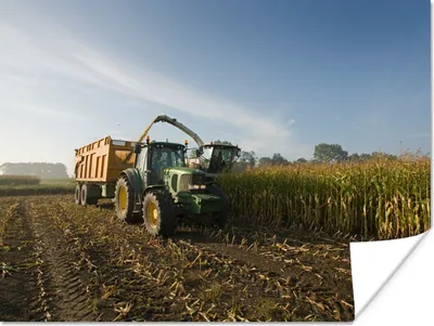 Produktbild von MuchoWow® Poster Traktor - Anhänger - Mais - Grün - Landleben 160x120 cm - Foto Plakat