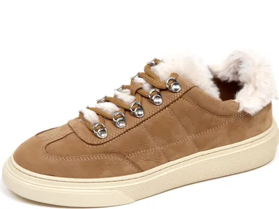 Produktbild von F6378 Sneaker donna dunkelbeige HOGAN H365 Leder/Eco Fell Innenschuh Frau