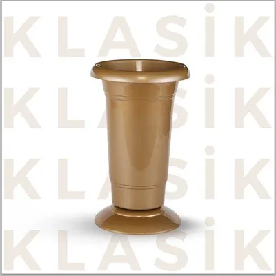Image de Vase en plastique doré à pied rond, 22,5 cm de diamètre, pour l'intérieur et l'extérieur, 5,5 l, pour fleurs séchées