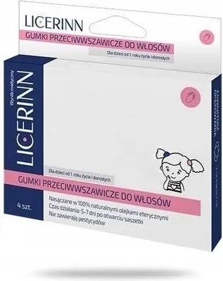 Zdjęcie produktu dla Licerinn Gumki przeciwwszawicze do włosów, 4 sztuki