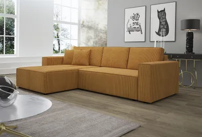 Produktbild von Ecksofa Schlafsofa Sofa CONOR PREMIUM Stoff Poso Senf Ottomane Links
