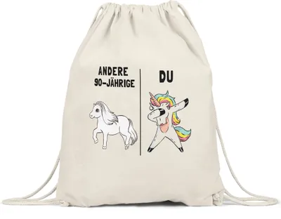 Produktbild von 90. Geburtstag Turnbeutel Gymsack mit Spruch Frauen Lustig Einhorn 90 Jahre Geschenk-Idee Andere 90 Jährige