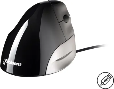 Produktbild von BakkerElkhuizen Evoluent Standard, rechts, Vertikale Ausführung, Optisch, USB Typ-A, 1500 DPI, Schwarz, Grau, Silber