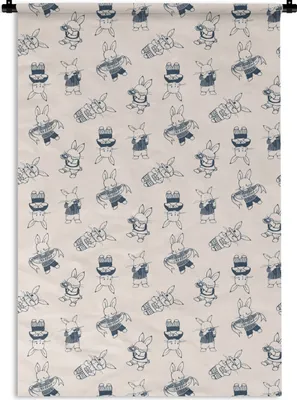 Produktbild von MuchoWow® Wandteppich Wandbehang Kaninchen - Vintage - Schnittmuster 120x180 cm Tapisserie Dekoration Wandtuch - Schlafzimmer - Dekorationen für das Haus