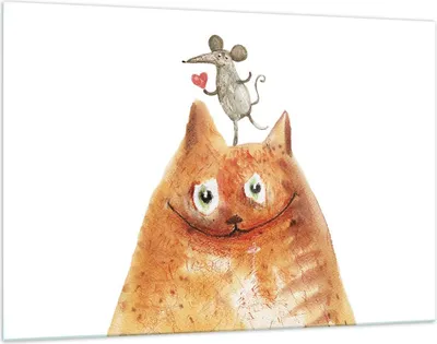 Produktbild von Bilder auf glas - Einteilig - Katze Maus Kinder - 120x80cm - Glasbilder - Wandbilder - Bilder - zum Aufhängen bereit - Wanddekoration aus Glas - Glas Bilder - Wandbild auf Glas - GAA120x80-4195