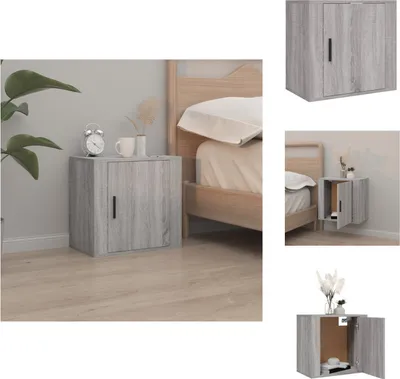 Image de vidaXL Table de nuit murale Gris Sonoma 50x30x47 cm - Tables de nuit