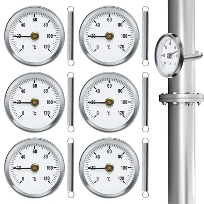 6er-Set Anlege-Buisthermometer 63 mm 0–120 °C Edelstahl