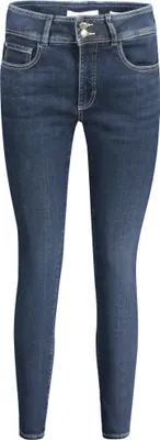 Zdjęcie produktu dla Niebieskie jeansy damskie skinny z wysokim stanem: zrównoważony denim z detalami