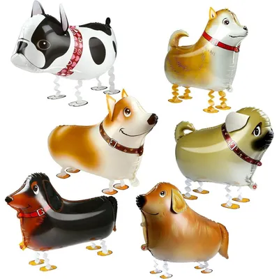 Productafbeelding van Folieballonnen, dieren, honden, 6 stuks, 40-65 cm, decoratie, verjaardag, feest, cadeau