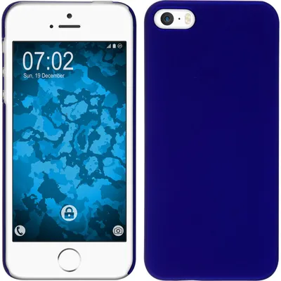 Produktbild von PhoneNatic Case kompatibel mit Apple iPhone 5 / 5s / SE - Hülle blau gummiert Hard-case + 2 Schutzfolien