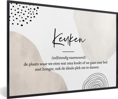 Produktbild von MuchoWow® Gerahmtes Poster küche - vater - sprichwörter - küchen-definition - zitate - Wörterbuch 90x60 cm - Poster mit Schwarzem Bilderrahmen Wandposter Rahmen Foto Bilder - Fotorahmen - Foto-Plakat