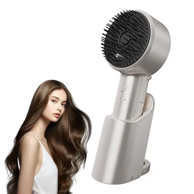 Produktbild von Elektrische Kopfhaut Massagebürste mit Rotlicht,Haarpflege- & Serum-Infusionskamm mit Vibration, kabellos, für Haarwachstum & Kopfhautpflege, Silber