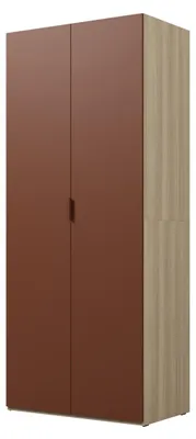 Immagine prodotto di Armadio CALMIA terracotta e quercia chiara 90 cm con guardaroba e scaffali
