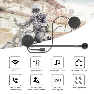 Produktbild von Motorrad-Bluetooth-Headset, kabellose Stereo-Motorradhelm-Kopfhörer, Musikplayer, Freisprech-Ohrhörer mit Clip-Halterung