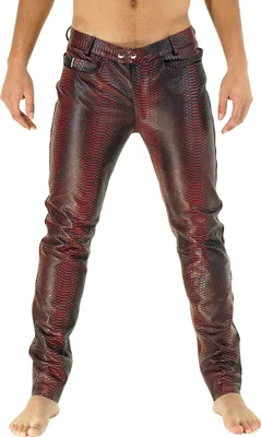 Obrázek produktu pro Bockle® Flash Leather Pants Kožené kalhoty Kožené kalhoty Kožené džíny Skinny Pánské kožené trubky , W36/L36