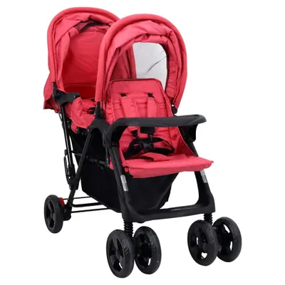 Immagine prodotto di vidaXL Passeggino gemellare tandem acciaio rosso