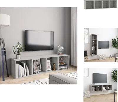 Produktbild von vidaXL Bücherregal/TV-Schrank Betongrau 143×30×36 cm -  Wandregale