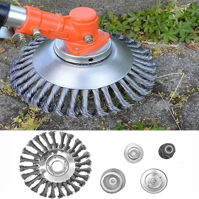 Produktbild von Unkrautbürste 150 x 254 mm für Freischneider mit 4 Adaptern - Twist Unkrautbürste - Entfernt mühelos Unkraut und Moos