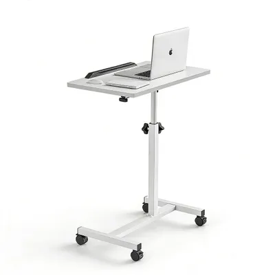Produktbild von Laptoptisch höhenverstellbar (59-94cm) mit Rollen, Neigbarer Beistelltisch für Bett & Sofa, Mobiler Pflegetisch Betttisch, 360° Drehbar, 50x33cm