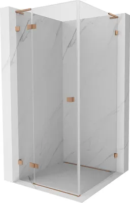 Produktbild von Mexen Lunar L Duschkabine schwenkbar links 90 x 90 cm, transparent, gebürstetes Kupfer - 834L-090-090-65-00-L