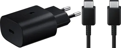 Produktbild von Samsung 25W USB-C Adapter mit 1m USB-C Kabel - Super Schnellladung - Schwarz (bulk packed)