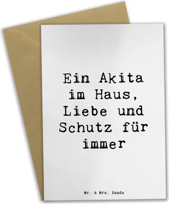 Produktbild von Mr. & Mrs. Panda Grußkarte Spruch Akita Inu Liebe - Weiß - Geschenk, starke Hunde, osterkarten, Hunderasse, einladungskarten, Beileidskarte, elegante, Hundetraining
