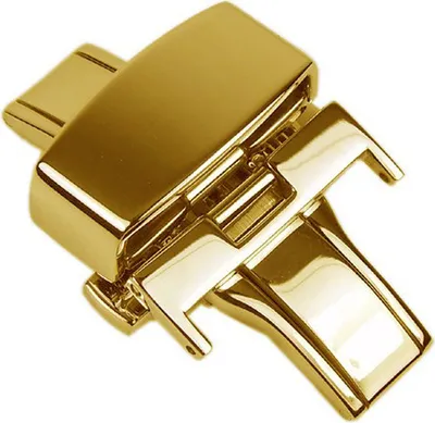Produktbild von Edelstahl Butterfly Faltschließe für Lederbänder PVD Gold, Anstoß:16 mm
