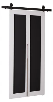 Produktbild von KierMoebel Schiebetür Komplettset QUDIO M1 Weiß + Schwarz 76x205x3,2 cm Wohnzimmer Schiebetür